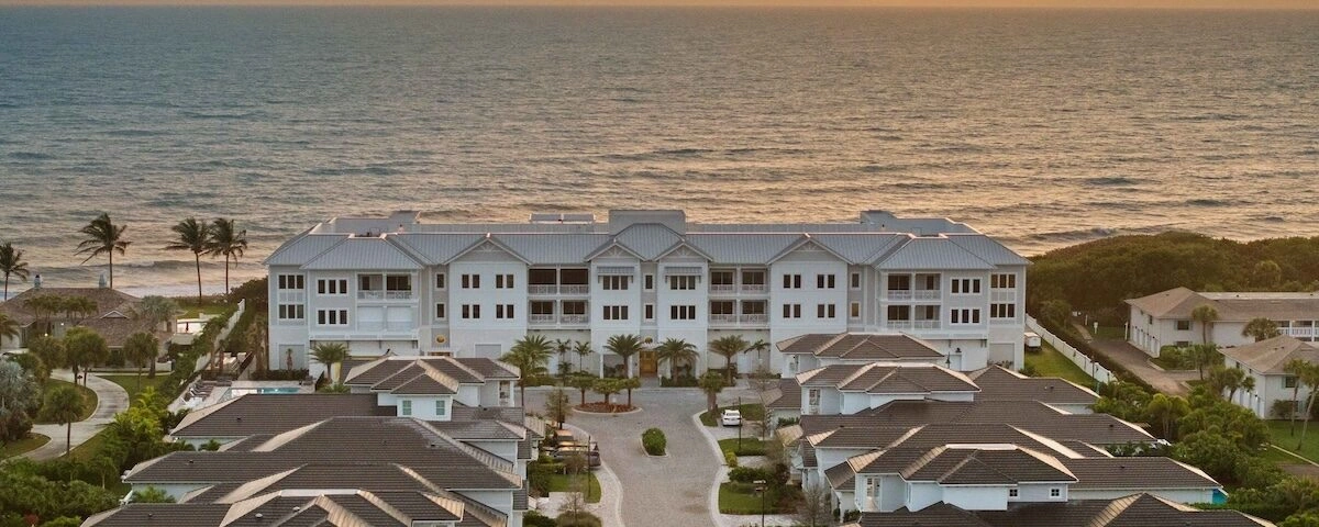 Aerial shot of beach front properties
